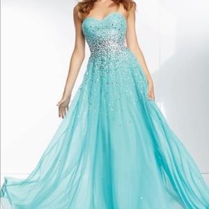MoriLee Strapless Turquoise Evening Gown - size 6